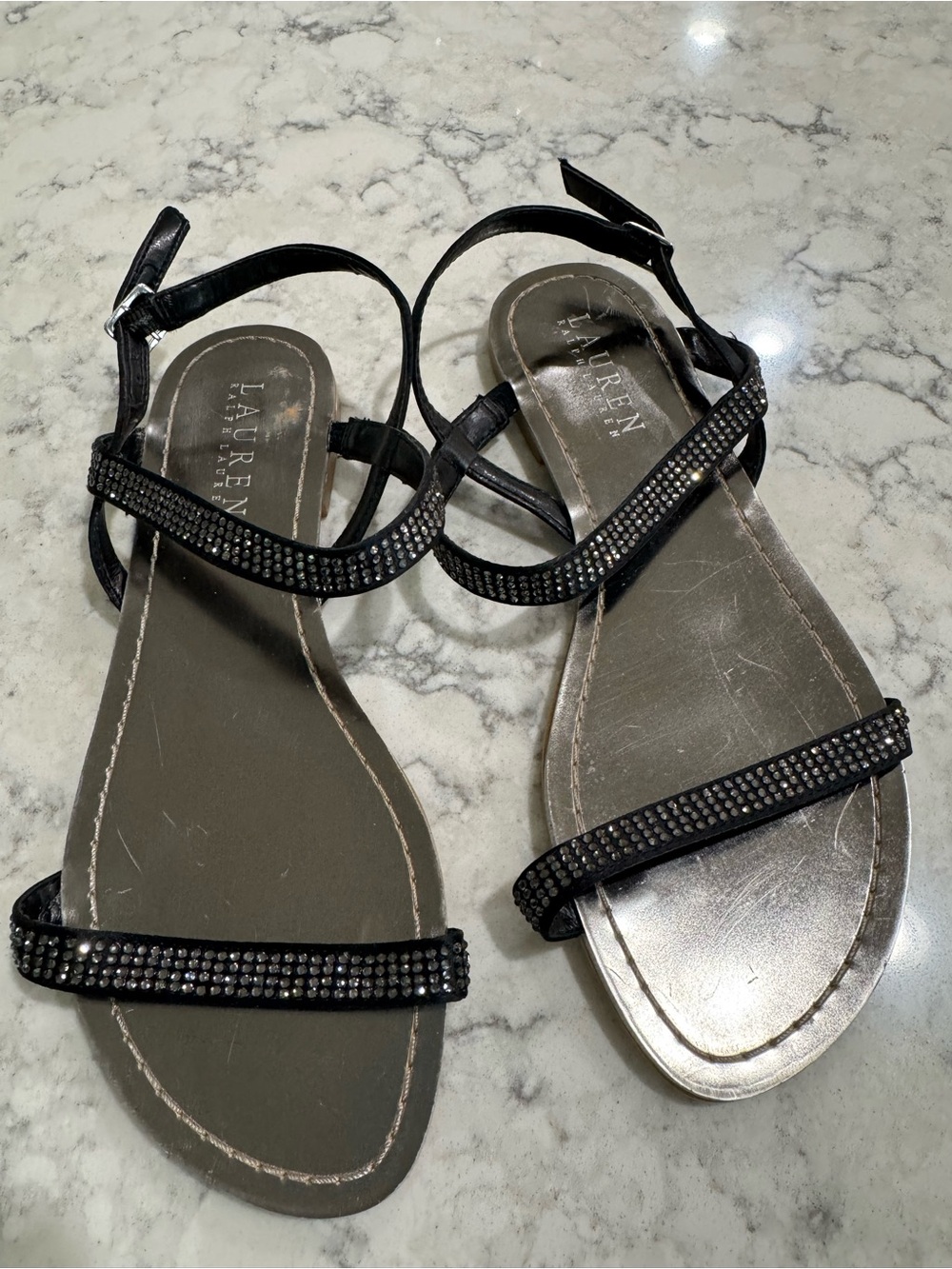 Lauren Ralph Lauren women’s flat black sandals size 6.5, NWOT